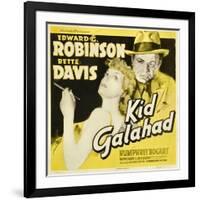 KID GALAHAD, Bette Davis, Edward G Robinson on jumbo window card, 1937-null-Framed Art Print