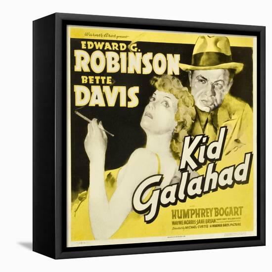 KID GALAHAD, Bette Davis, Edward G Robinson on jumbo window card, 1937-null-Framed Stretched Canvas