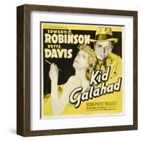 KID GALAHAD, Bette Davis, Edward G Robinson on jumbo window card, 1937-null-Framed Art Print