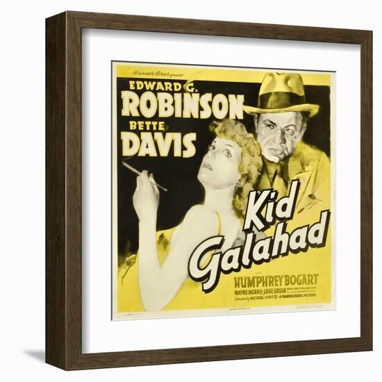 KID GALAHAD, Bette Davis, Edward G Robinson on jumbo window card, 1937-null-Framed Art Print