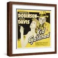 KID GALAHAD, Bette Davis, Edward G Robinson on jumbo window card, 1937-null-Framed Art Print