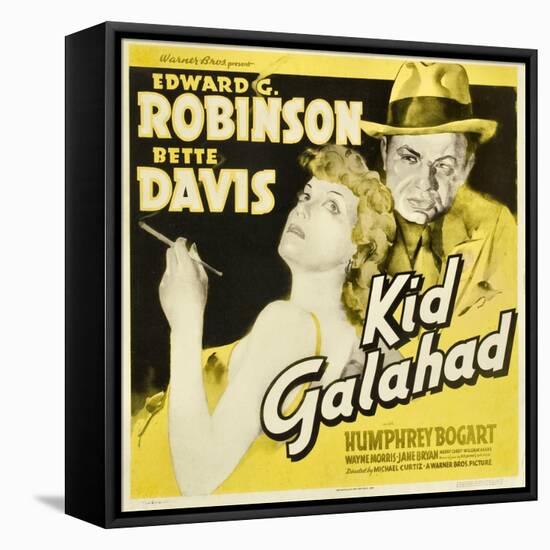 KID GALAHAD, Bette Davis, Edward G Robinson on jumbo window card, 1937-null-Framed Stretched Canvas