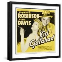 KID GALAHAD, Bette Davis, Edward G Robinson on jumbo window card, 1937-null-Framed Art Print