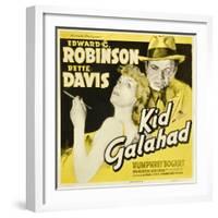 KID GALAHAD, Bette Davis, Edward G Robinson on jumbo window card, 1937-null-Framed Art Print