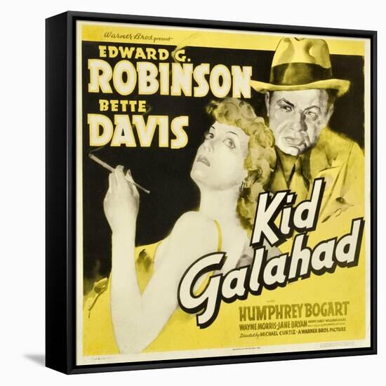 KID GALAHAD, Bette Davis, Edward G Robinson on jumbo window card, 1937-null-Framed Stretched Canvas