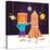 Kid Making Cardboard Box Rocket and Astronaut Costume Helmet. Boy Playing Space Exploration. Vector-Iconic Bestiary-Stretched Canvas