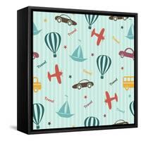 Kid's Transport Pattern-Pani Monica-Framed Stretched Canvas