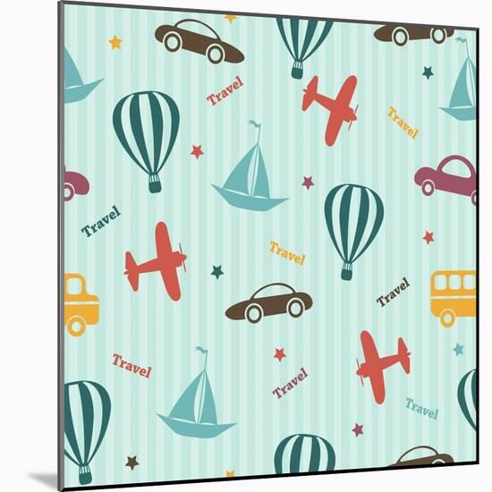 Kid's Transport Pattern-Pani Monica-Mounted Art Print