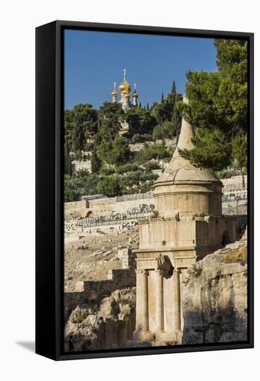 Kidron Valley, the Tomb of Absalom (Also Called Absalom's Pillar) And, on the Background, the Russi-Massimo Borchi-Framed Stretched Canvas