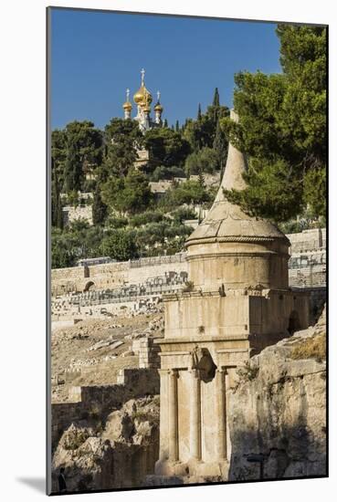Kidron Valley, the Tomb of Absalom (Also Called Absalom's Pillar) And, on the Background, the Russi-Massimo Borchi-Mounted Photographic Print