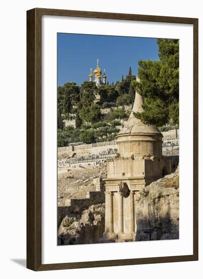 Kidron Valley, the Tomb of Absalom (Also Called Absalom's Pillar) And, on the Background, the Russi-Massimo Borchi-Framed Photographic Print