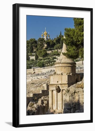 Kidron Valley, the Tomb of Absalom (Also Called Absalom's Pillar) And, on the Background, the Russi-Massimo Borchi-Framed Photographic Print