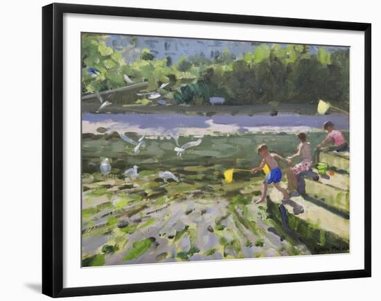 Kids and Seagulls, Looe , 2013-Andrew Macara-Framed Giclee Print