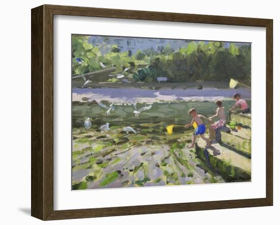 Kids and Seagulls, Looe , 2013-Andrew Macara-Framed Giclee Print