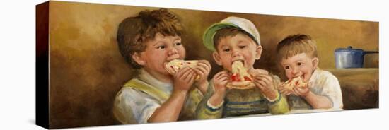 Kids Eating Pizza-Dianne Dengel-Stretched Canvas