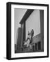 Kids Enjoying Slide in Mini Playground in Front of Rancho Drive-Allan Grant-Framed Photographic Print