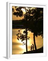 Kids Fishing at Sunset-Gayle Harper-Framed Premium Photographic Print