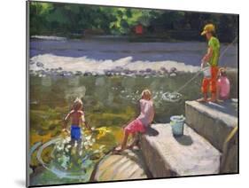 Kids Fishing, Looe, Cornwall, 2014-Andrew Macara-Mounted Giclee Print