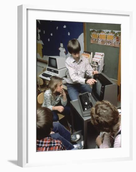 Kids Getting a Computer Lesson-Charles Bonanno-Framed Photographic Print