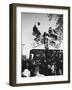 Kids Hanging on Crossbars of Railroad Crossing Signal to See and Hear Richard M. Nixon Speak-Carl Mydans-Framed Photographic Print