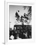 Kids Hanging on Crossbars of Railroad Crossing Signal to See and Hear Richard M. Nixon Speak-Carl Mydans-Framed Photographic Print