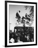 Kids Hanging on Crossbars of Railroad Crossing Signal to See and Hear Richard M. Nixon Speak-Carl Mydans-Framed Photographic Print