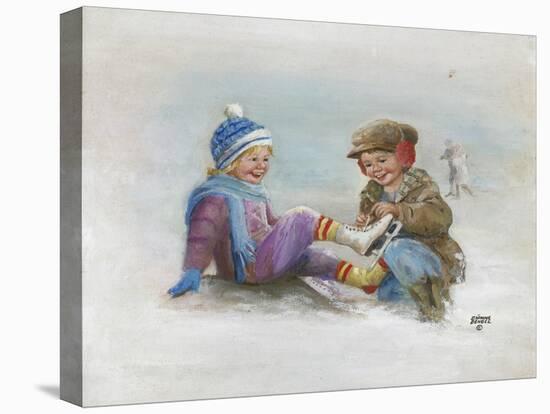 Kids Ice Skating-Dianne Dengel-Stretched Canvas