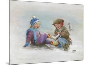 Kids Ice Skating-Dianne Dengel-Mounted Giclee Print