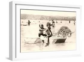 Kids in Toy Rowboat-null-Framed Art Print