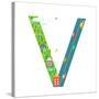 Kids Letter V Sign Cartoon Alphabet with Cars and Houses. for Children Boys and Girls with City, Ho-Popmarleo-Stretched Canvas