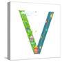 Kids Letter V Sign Cartoon Alphabet with Cars and Houses. for Children Boys and Girls with City, Ho-Popmarleo-Stretched Canvas