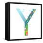 Kids Letter Y Sign Cartoon Alphabet with Cars and Houses. for Children Boys and Girls with City, Ho-Popmarleo-Framed Stretched Canvas