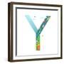 Kids Letter Y Sign Cartoon Alphabet with Cars and Houses. for Children Boys and Girls with City, Ho-Popmarleo-Framed Art Print