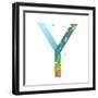 Kids Letter Y Sign Cartoon Alphabet with Cars and Houses. for Children Boys and Girls with City, Ho-Popmarleo-Framed Art Print