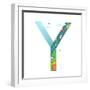 Kids Letter Y Sign Cartoon Alphabet with Cars and Houses. for Children Boys and Girls with City, Ho-Popmarleo-Framed Art Print