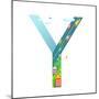 Kids Letter Y Sign Cartoon Alphabet with Cars and Houses. for Children Boys and Girls with City, Ho-Popmarleo-Mounted Art Print