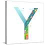 Kids Letter Y Sign Cartoon Alphabet with Cars and Houses. for Children Boys and Girls with City, Ho-Popmarleo-Stretched Canvas