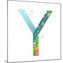 Kids Letter Y Sign Cartoon Alphabet with Cars and Houses. for Children Boys and Girls with City, Ho-Popmarleo-Mounted Art Print