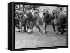 Kids Lining up Like Line Men Ready to Play-Wallace Kirkland-Framed Stretched Canvas