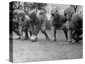 Kids Lining up Like Line Men Ready to Play-Wallace Kirkland-Stretched Canvas