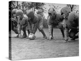Kids Lining up Like Line Men Ready to Play-Wallace Kirkland-Stretched Canvas