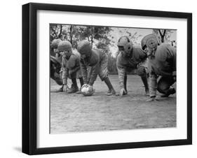 Kids Lining up Like Line Men Ready to Play-Wallace Kirkland-Framed Photographic Print