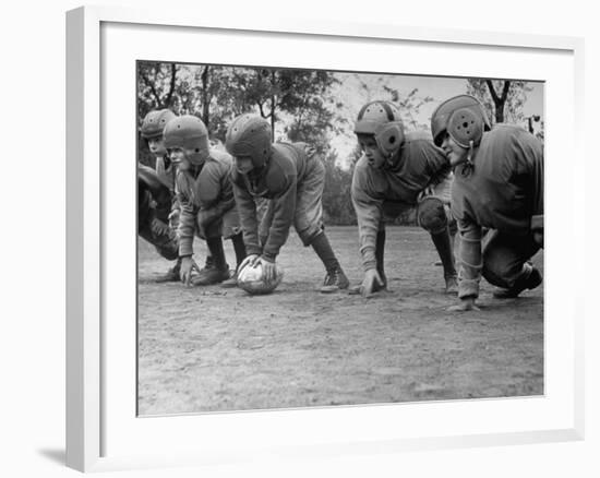 Kids Lining up Like Line Men Ready to Play-Wallace Kirkland-Framed Photographic Print