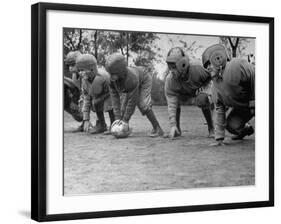 Kids Lining up Like Line Men Ready to Play-Wallace Kirkland-Framed Photographic Print