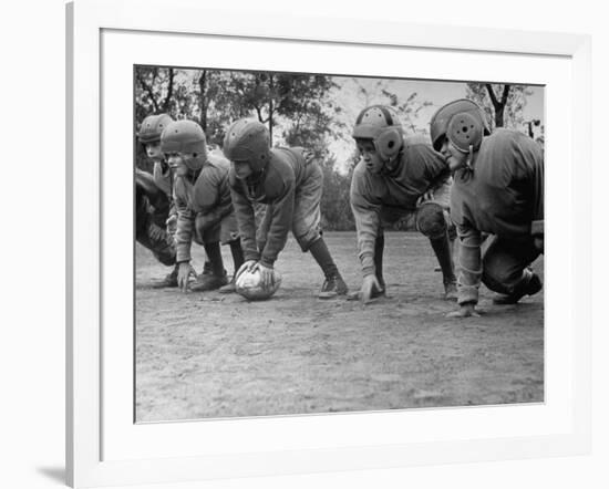 Kids Lining up Like Line Men Ready to Play-Wallace Kirkland-Framed Photographic Print