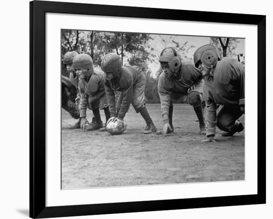 Kids Lining up Like Line Men Ready to Play-Wallace Kirkland-Framed Photographic Print