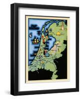 Kids Map Of Holland-Maud & Miska Petersham-Framed Art Print