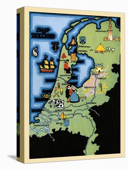 Kids Map Of Holland-Maud & Miska Petersham-Stretched Canvas