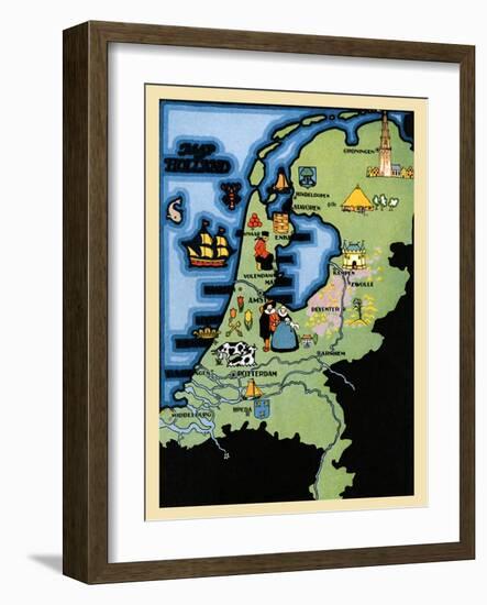 Kids Map Of Holland-Maud & Miska Petersham-Framed Art Print