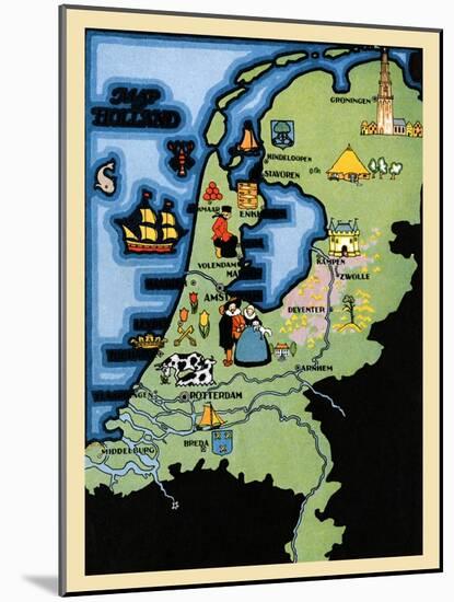 Kids Map Of Holland-Maud & Miska Petersham-Mounted Art Print